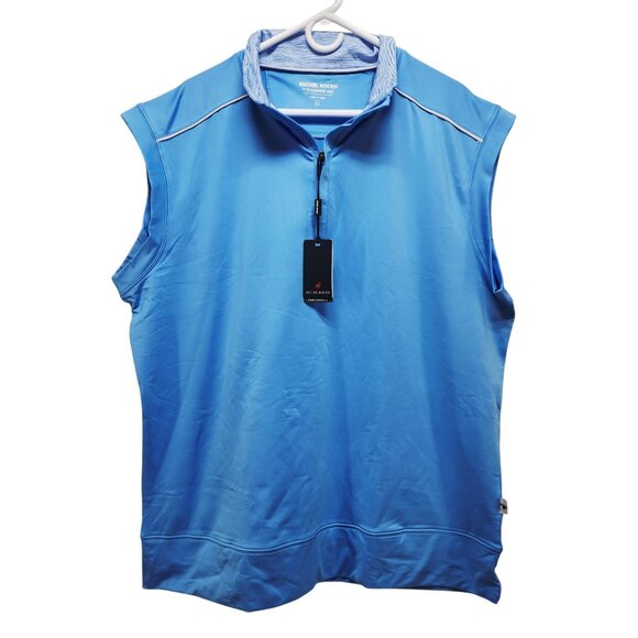 Michel Rouen Mens Size XL Light Blue Performance Vest Zip Neck Activewear - Picture 1 of 7